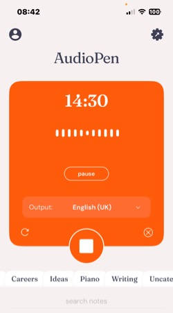 Screenshot of AudioPen app