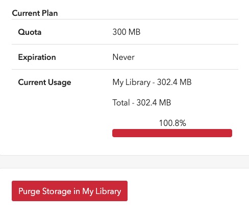 Screenshot of Zotero storage settings